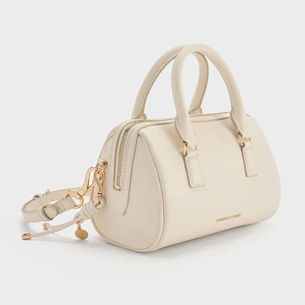 Túi Xách Tay Nữ Charles & Keith CNK Everleigh Bowling Shoulder Bag Cream CK2-30671768 Màu Kem