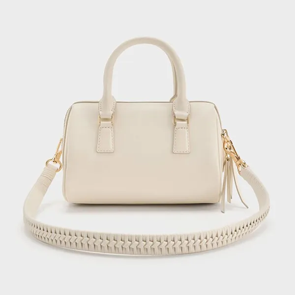 Túi Xách Tay Nữ Charles & Keith CNK Everleigh Bowling Shoulder Bag Cream CK2-30671768 Màu Kem
