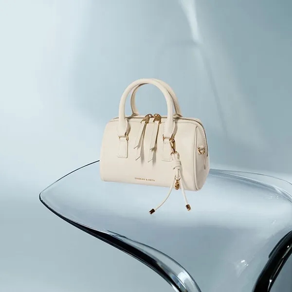 Túi Xách Tay Nữ Charles & Keith CNK Everleigh Bowling Shoulder Bag Cream CK2-30671768 Màu Kem