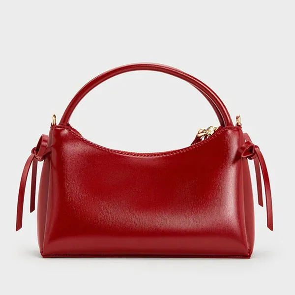 Túi Xách Tay Nữ Charles & Keith CNK Hazel Bow Horse-Motif Top Handle Bag CK2-30160255 Tomato Red Màu Đỏ