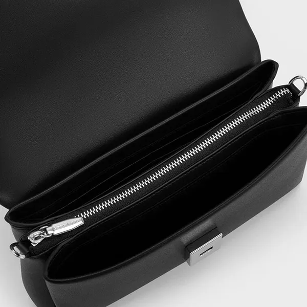 Túi Xách Tay Nữ Charles & Keith CNK Hazel Bow Rectangular Clutch Bag Noir CK6-30770716 Màu Đen