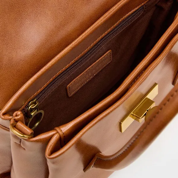 Túi Xách Tay Nữ Charles & Keith CNK Kerry Mini Bag Distressed Tan CK2-30782769 Màu Nâu