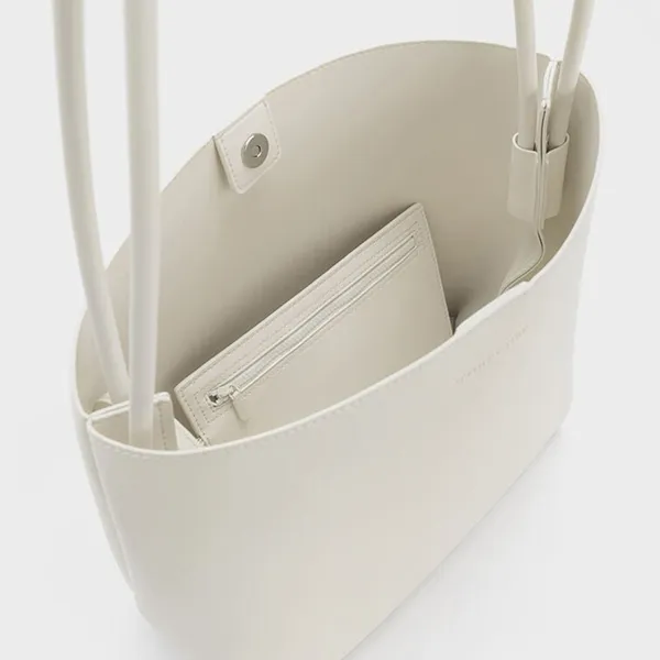 Túi Xách Tay Nữ Charles & Keith CNK Leia Rectangular Bag Cream CK2-20782291 Màu Kem