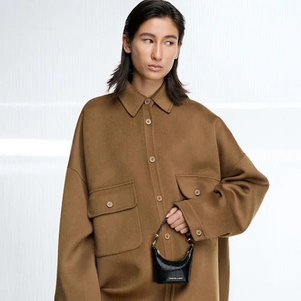 Túi Xách Tay Nữ Charles & Keith CNK Micro Augustine Eel-Effect Chain-Handle Bag CK6-40681202-1 Black Màu Đen