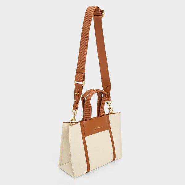 Túi Xách Tay Nữ Charles & Keith CNK Mini Shalia Rectangular Handbag Cognac CK2-31220029 Màu Kem Nâu