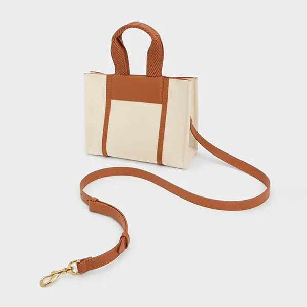 Túi Xách Tay Nữ Charles & Keith CNK Mini Shalia Rectangular Handbag Cognac CK2-31220029 Màu Kem Nâu