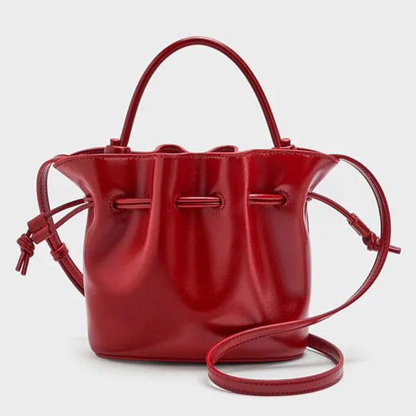 Túi Xách Tay Nữ Charles & Keith CNK Sammie Horse-Motif Drawstring Bucket Bag CK2-10271696 Tomato Red Màu Đỏ