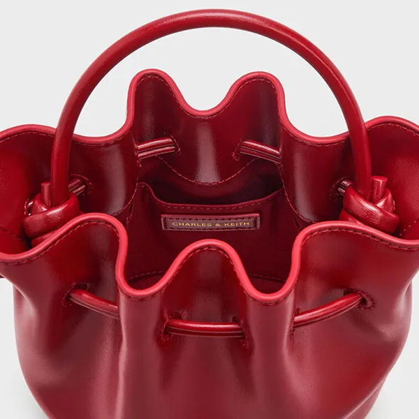 Túi Xách Tay Nữ Charles & Keith CNK Sammie Horse-Motif Drawstring Bucket Bag CK2-10271696 Tomato Red Màu Đỏ