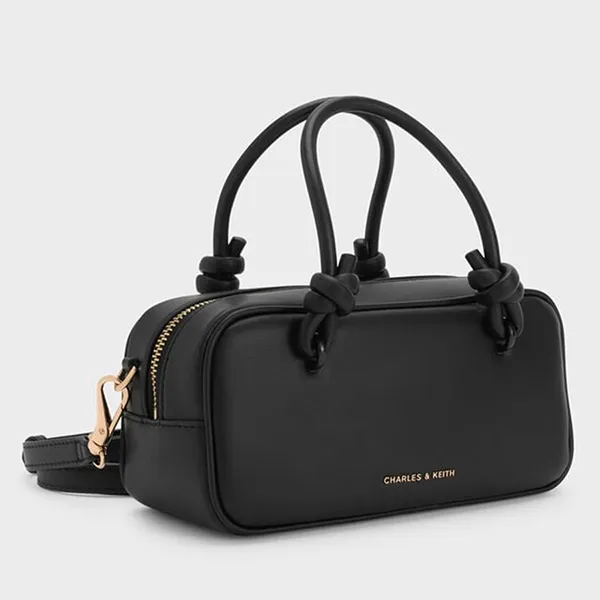 Túi Xách Tay Nữ Charles & Keith CNK Sammie Knotted Handle Handbag Black CK2-30271574 Màu Đen