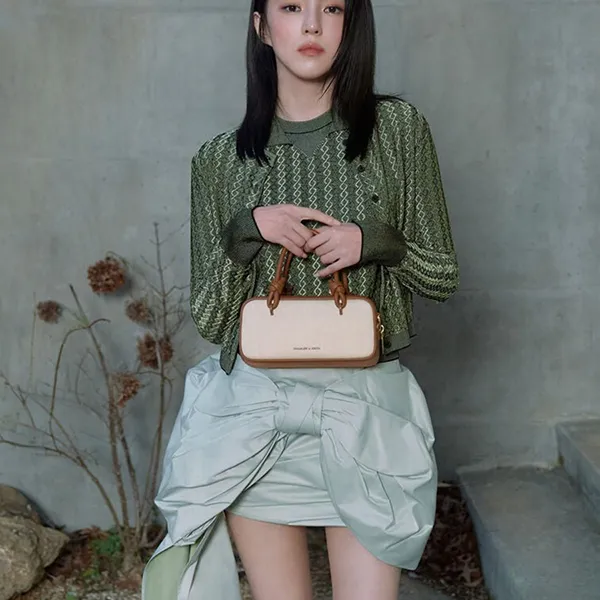 Túi Xách Tay Nữ Charles & Keith CNK Sammie Knotted Handle Handbag Taupe Canvas CK2-30271574-1 Màu Be Nâu