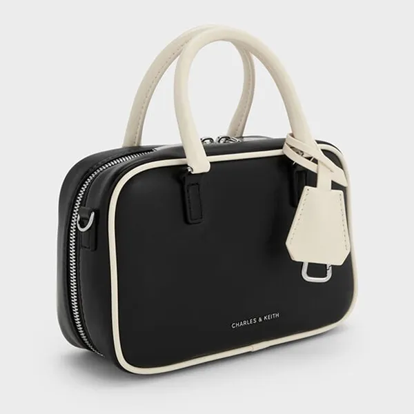 Túi Xách Tay Nữ Charles & Keith CNK Sianna Mini Rectangular Handbag Multiple Colors CK2-30151589 Màu Đen Trắng