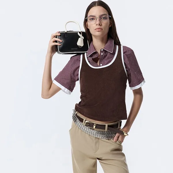 Túi Xách Tay Nữ Charles & Keith CNK Sianna Mini Rectangular Handbag Multiple Colors CK2-30151589 Màu Đen Trắng