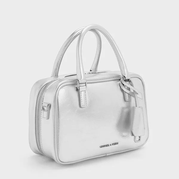 Túi Xách Tay Nữ Charles & Keith CNK Sianna Mini Rectangular Handbag Silver CK2-30151589 Màu Bạc