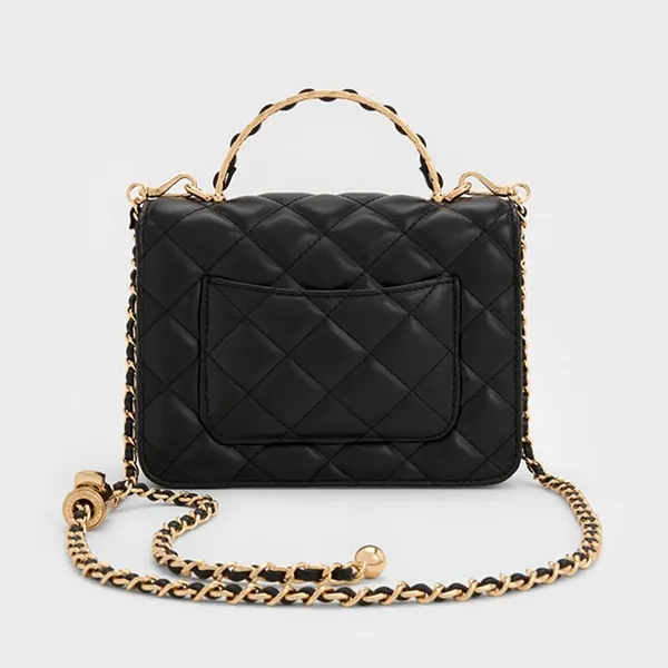 Túi Xách Tay Nữ Charles & Keith Cressida Quilted Rectangular Handbag Black CK2-50701608_BLACK Màu Đen