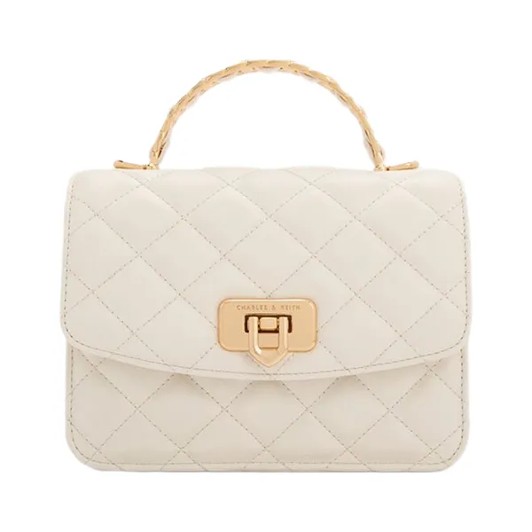 Túi Xách Tay Nữ Charles & Keith Cressida Quilted Rectangular Handbag Cream CK2-50701608_CREAM Màu Kem
