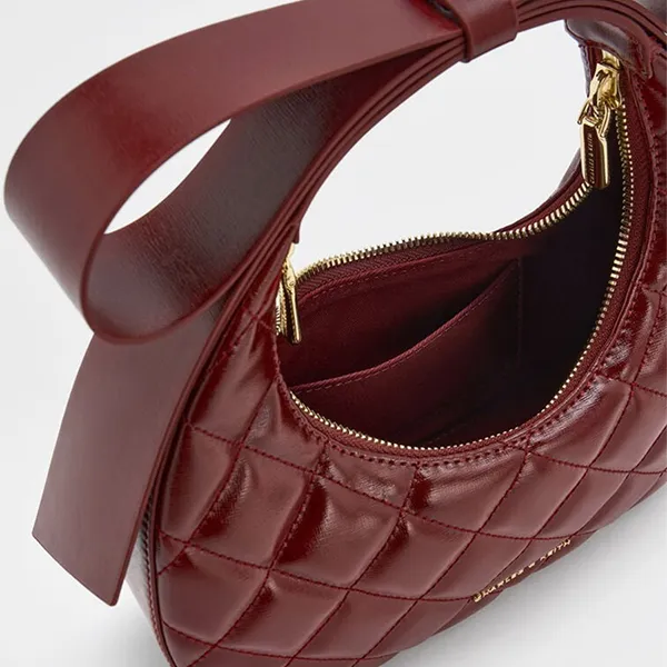 Túi Xách Tay Nữ Charles & Keith Janie's Crescent Shaped Handbag Burgundy Red CK2-40701603-A_BURGUN Màu Đỏ