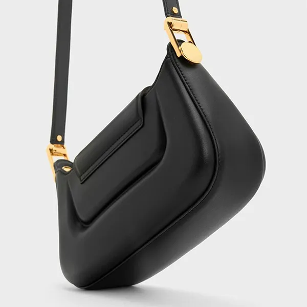 Túi Xách Tay Nữ Charles & Keith Koa Trapezoid Handbag Black CK2-50782198_BLACK Màu Đen