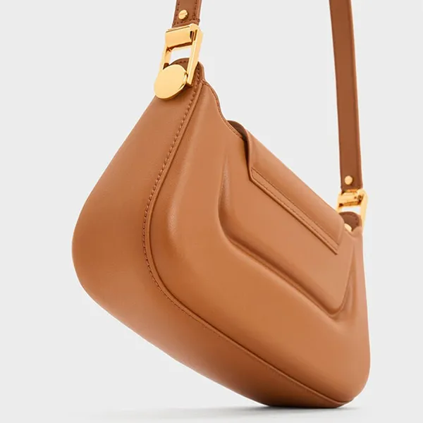 Túi Xách Tay Nữ Charles & Keith Koa Trapezoid Handbag Chocolate CK2-50782198_CHOCO Màu Nâu