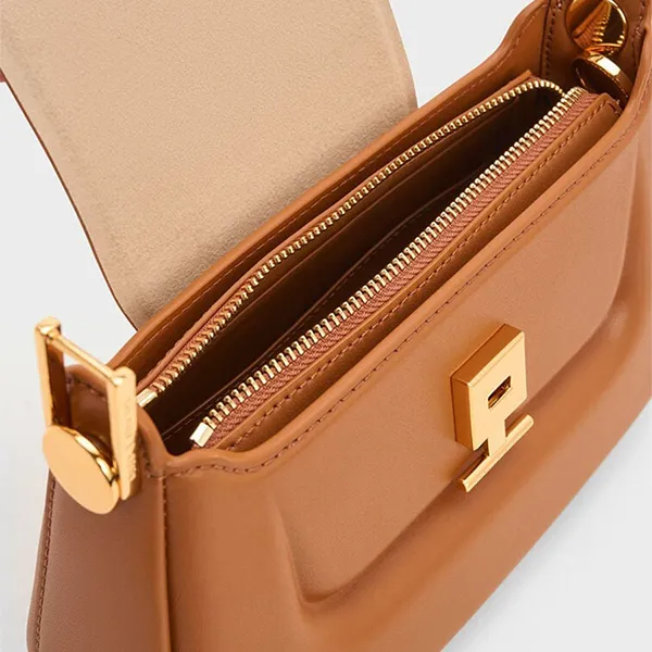 Túi Xách Tay Nữ Charles & Keith Koa Trapezoid Handbag Chocolate CK2-50782198_CHOCO Màu Nâu