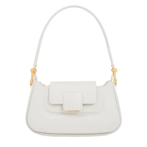 Túi Xách Tay Nữ Charles & Keith Koa Trapezoid Handbag White CK2-50782198_WHITE Màu Trắng