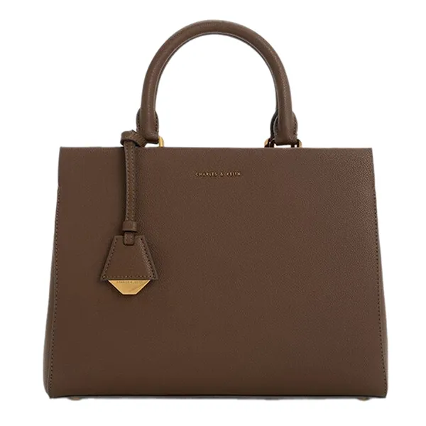 Túi Xách Tay Nữ Charles & Keith Mirabelle Structured Rectangular Handbag Dark Brown CK2-50160152_DK.BRW Màu Nâu