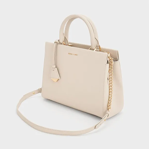 Túi Xách Tay Nữ Charles & Keith Mirabelle Structured Rectangular Handbag Ivory CK2-50160152_IVORY Màu Kem