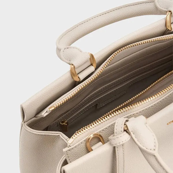 Túi Xách Tay Nữ Charles & Keith Mirabelle Structured Rectangular Handbag Ivory CK2-50160152_IVORY Màu Kem