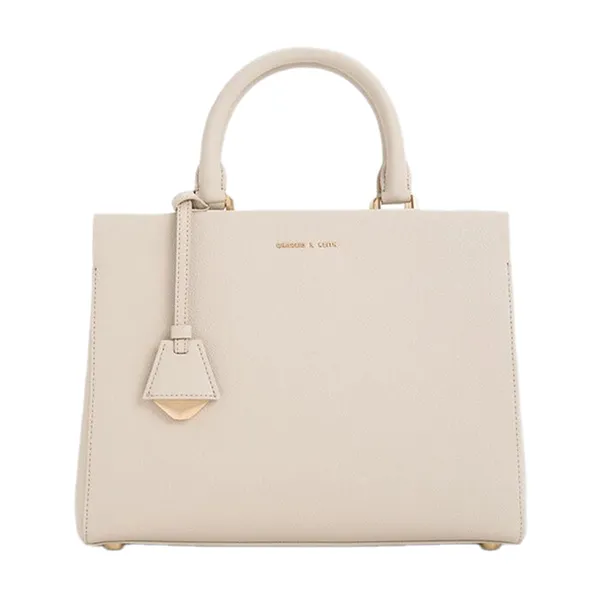 Túi Xách Tay Nữ Charles & Keith Mirabelle Structured Rectangular Handbag Ivory CK2-50160152_IVORY Màu Kem
