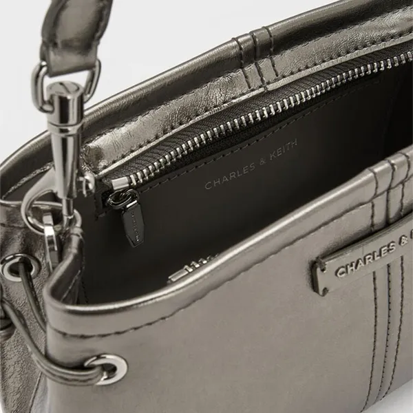 Túi Xách Tay Nữ Charles & Keith Noane Trapezoid Handbag Beige Grey CK2-50671788_PEWTER Màu Xám