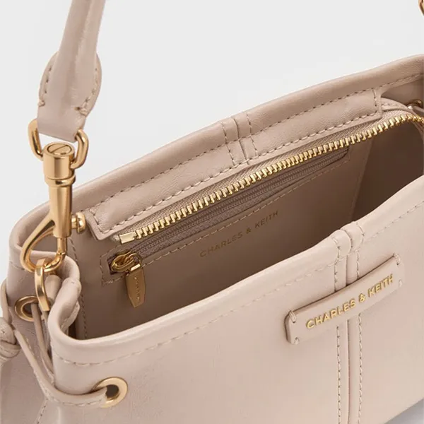 Túi Xách Tay Nữ Charles & Keith Noane Trapezoid Handbag Gray And White CK2-50671788_OAT Màu Xám Trắng