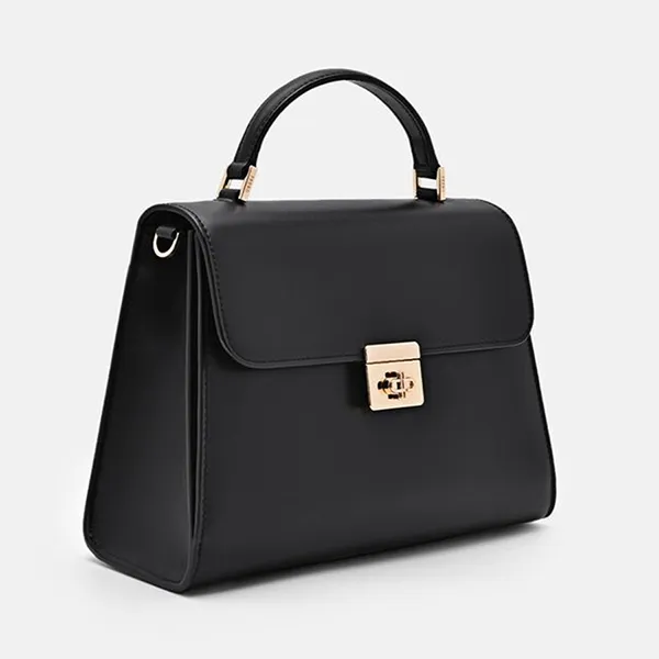 Túi Xách Tay Nữ Pedro Icon Leather Trapezoid Handbag Black PW2-56390043_BLACK Màu Đen