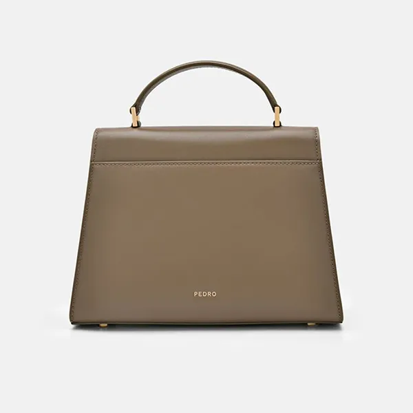 Túi Xách Tay Nữ Pedro Icon Leather Trapezoid Handbag Gray Brown PW2-56390043_TAUPE Màu Nâu Xám