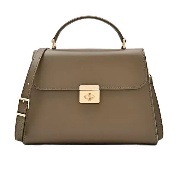 Túi Xách Tay Nữ Pedro Icon Leather Trapezoid Handbag Gray Brown PW2-56390043_TAUPE Màu Nâu Xám