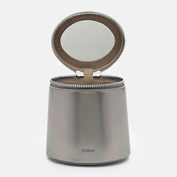 Túi Xách Tay Nữ Pedro Lia Barrel Cylindrical Handbag Silver PW2-75210183_SILVER Màu Bạc