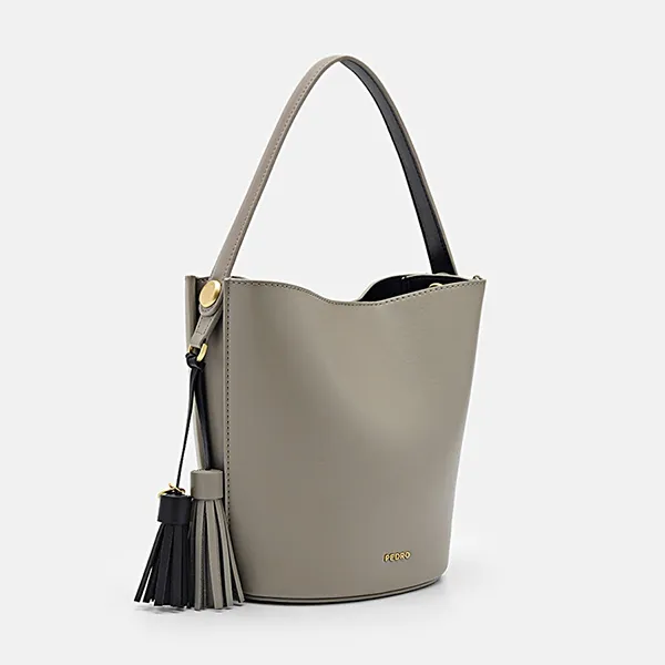 Túi Xách Tay Nữ Pedro Mini Tassel Bucket Bag PW2-15060015 Taupe Màu Nâu Xám