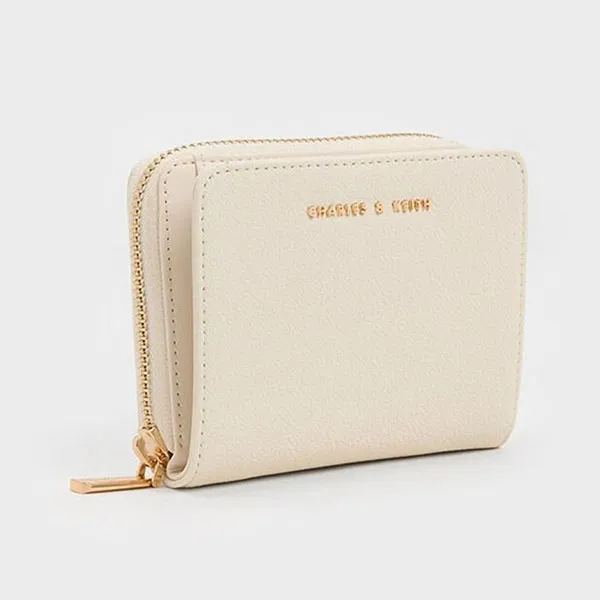Ví Nữ Charles & Keith CNK Zip-Around - Cream Wallet CK6-10770621 Màu Cream