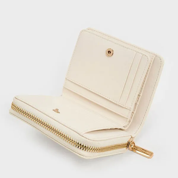 Ví Nữ Charles & Keith CNK Zip-Around - Cream Wallet CK6-10770621 Màu Cream