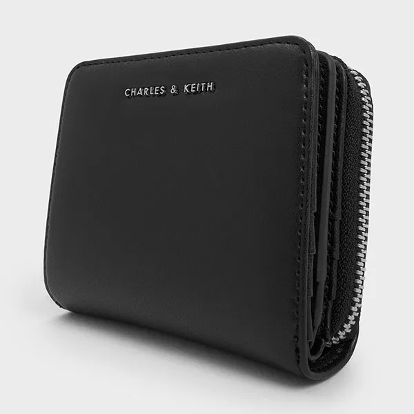 Ví Nữ Charles & Keith CNK Zip-Around - Noir Wallet CK6-10770621 Màu Đen