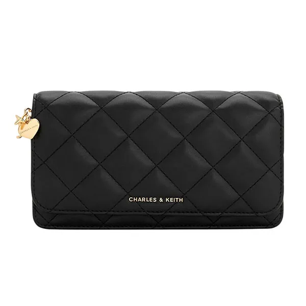 Ví Dáng Dài Nữ Charles & Keith CNK Arrietty Quilted - Black Wallet CK6-30681237 Màu Đen