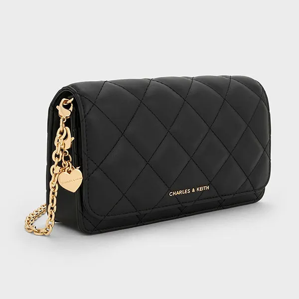 Ví Dáng Dài Nữ Charles & Keith CNK Arrietty Quilted - Black Wallet CK6-30681237 Màu Đen
