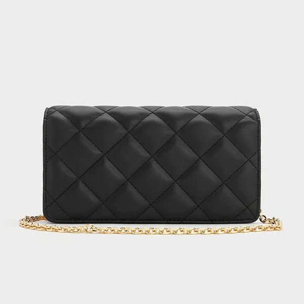 Ví Dáng Dài Nữ Charles & Keith CNK Arrietty Quilted - Black Wallet CK6-30681237 Màu Đen