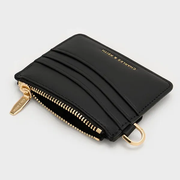 Ví Đựng Thẻ Nữ Charles & Keith CNK Agatha Chain-Accent Wristlet Card Holder CK6-50701580 Black Màu Đen