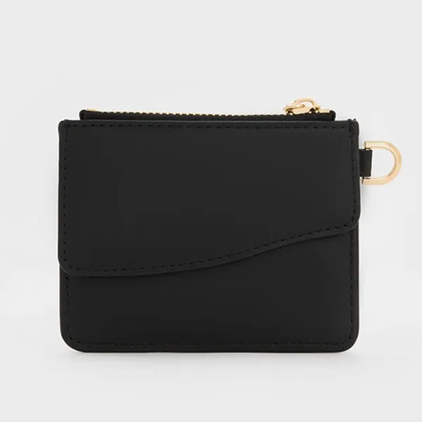 Ví Đựng Thẻ Nữ Charles & Keith CNK Agatha Chain-Accent Wristlet Card Holder CK6-50701580 Black Màu Đen