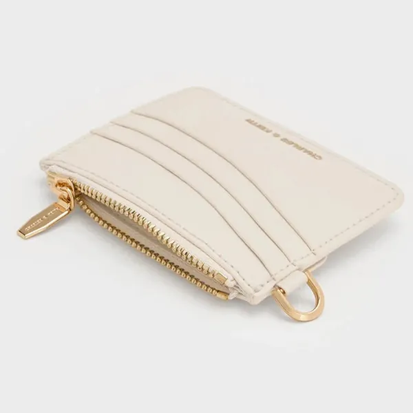 Ví Đựng Thẻ Nữ Charles & Keith CNK Agatha Chain-Accent Wristlet Card Holder CK6-50701580 Cream Màu Trắng Kem