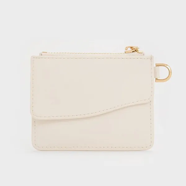 Ví Đựng Thẻ Nữ Charles & Keith CNK Agatha Chain-Accent Wristlet Card Holder CK6-50701580 Cream Màu Trắng Kem