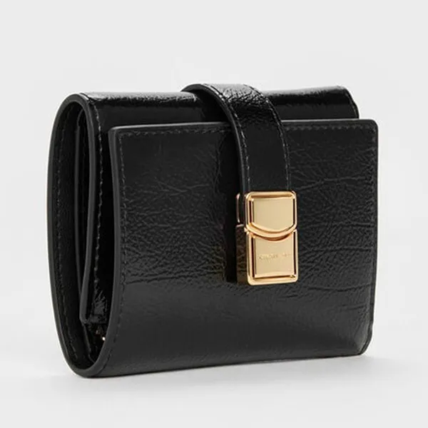 Ví Nữ Charles & Keith CNK Acelynn Belted Small Wallet - Black CK6-10701637_BLACK_XXS Màu Đen