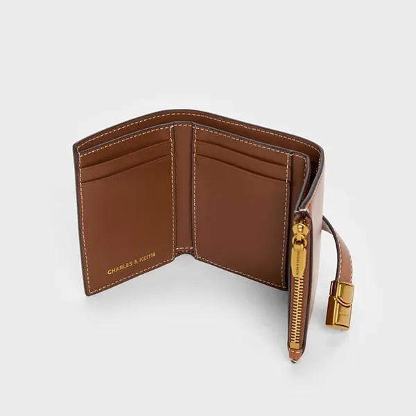 Ví Nữ Charles & Keith CNK Acelynn Belted Small Wallet - Distressed Tan CK6-10701637_DS.TAN_XXS Màu Nâu