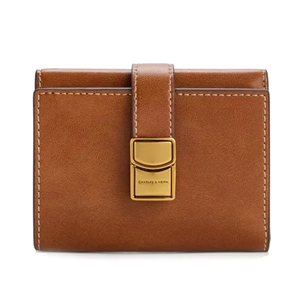 Ví Nữ Charles & Keith CNK Acelynn Belted Small Wallet - Distressed Tan CK6-10701637_DS.TAN_XXS Màu Nâu