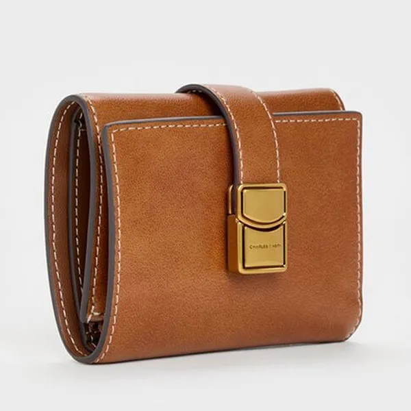 Ví Nữ Charles & Keith CNK Acelynn Belted Small Wallet - Distressed Tan CK6-10701637_DS.TAN_XXS Màu Nâu