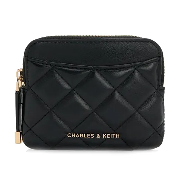 Ví Nữ Charles & Keith CNK Alva Quilted Top-Zip Card Holder - Black CK6-50681238_BLACK_XXS Màu Đen